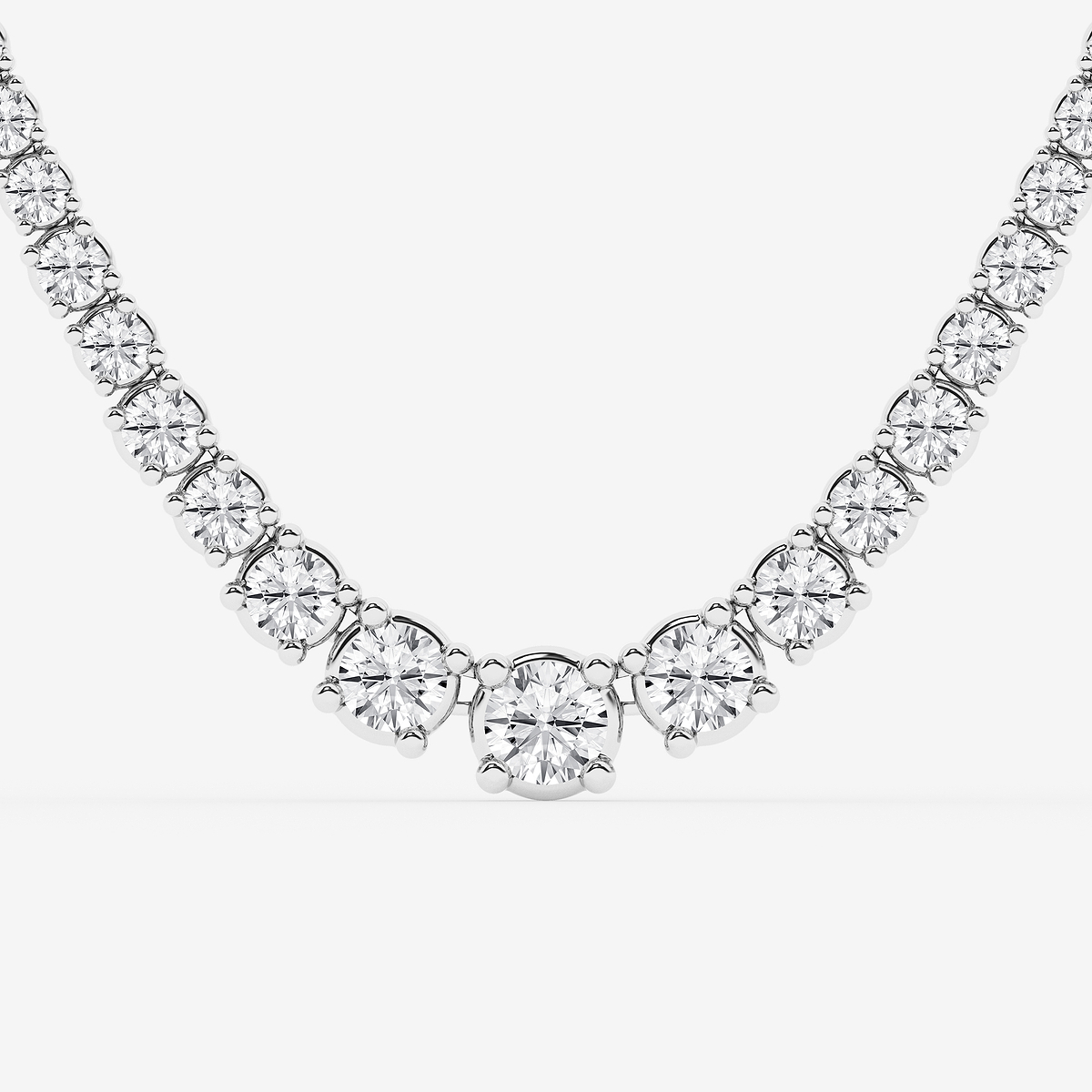 Additional Image 1 for  15 ctw Round Lab Grown Diamond Four Prong Graduated Tennis Necklace